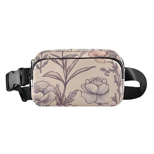 Modische Bauchtasche für Damen, Herren, Teenager, wasserabweisend, mit verstellbarem Gurt, für Radfahren, Wandern, Fitnessstudio, Rotgoldene Blumen, 1 size von FRODOTGV