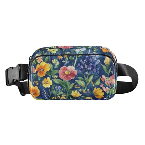 Modische Bauchtasche mit Blumenmuster, Lavendel, Phlox, Narzissenrot, für Herren und Damen, Mini-Schlinge, Brusttasche mit verstellbarem Riemen, Crossbody, Sporttasche für Reisen, Einkaufen, Laufen, von FRODOTGV