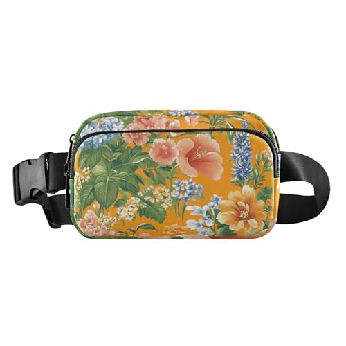 Modische Bauchtasche mit Blumenmuster, Lavendel, Phlox, Narzissenrot, für Herren und Damen, Mini-Schlinge, Brusttasche mit verstellbarem Riemen, Crossbody, Sporttasche für Reisen, Einkaufen, Laufen, von FRODOTGV