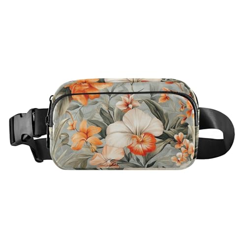 Modische Bauchtasche mit Blumenmuster, Lavendel, Phlox, Narzissenrot, für Herren und Damen, Mini-Schlinge, Brusttasche mit verstellbarem Riemen, Crossbody, Sporttasche für Reisen, Einkaufen, Laufen, von FRODOTGV