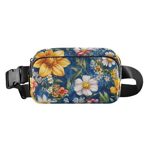 Modische Bauchtasche mit Blumenmuster, Lavendel, Phlox, Narzissenrot, für Herren und Damen, Mini-Schlinge, Brusttasche mit verstellbarem Riemen, Crossbody, Sporttasche für Reisen, Einkaufen, Laufen, von FRODOTGV