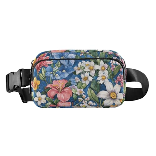 Modische Bauchtasche mit Blumenmuster, Lavendel, Phlox, Narzissenrot, für Herren und Damen, Mini-Schlinge, Brusttasche mit verstellbarem Riemen, Crossbody, Sporttasche für Reisen, Einkaufen, Laufen, von FRODOTGV