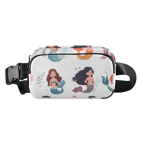 Modische Bauchtasche mit Cartoon-Motiv, niedliche Meerjungfrau, für Herren und Damen, Mini-Schlinge, Brusttasche mit verstellbarem Riemen, Crossbody, Sporttasche für Reisen, Einkaufen, Laufen, 01, 1 von FRODOTGV