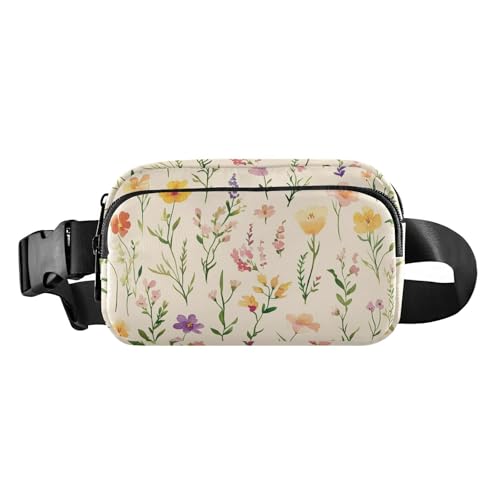 Modische Bauchtasche mit Herbstblumen, Narzissen, Anemone, Dahlie, Silber, für Herren und Damen, Mini-Schlinge, Brusttasche mit verstellbarem Riemen, Crossbody, Sporttaschen für Reisen, Einkaufen von FRODOTGV