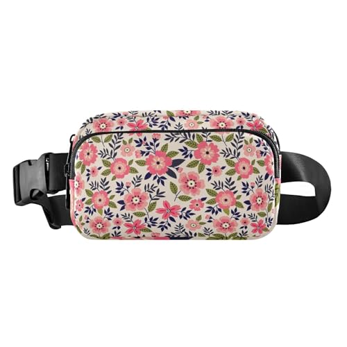 Modische Bauchtasche mit Vintage-Blumenmuster für Damen, Herren, Teenager, Mini-Gürteltasche, Reise-Geldbörse mit verstellbarem Riemen für Radfahren, Wandern, Fitnessstudio, Vintage-Blumenmuster., 1 von FRODOTGV