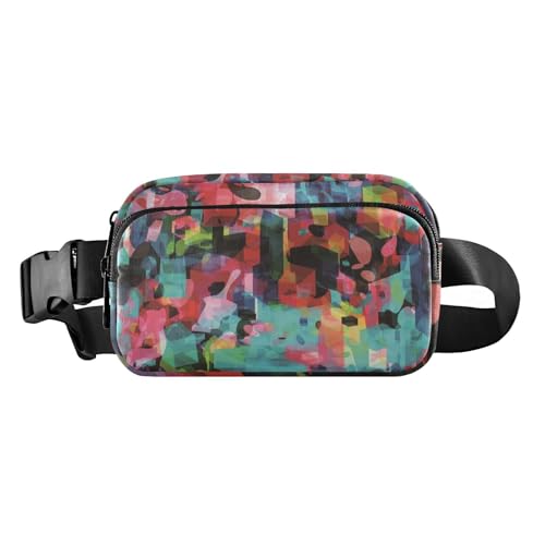 Modische Bauchtasche mit geometrischen 3D-Formen, für Damen und Herren, große Kapazität, Umhängetasche mit verstellbarem Riemen für Reisen, Urlaub, Laufen, Kleckert geometrische 3D-Formen an, 1 Size von FRODOTGV