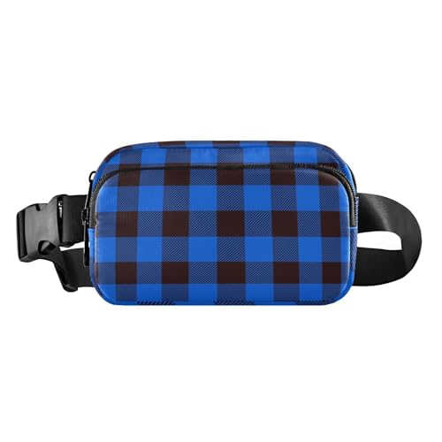 Modische Gürteltasche, Umhängetasche, Büffelkariert, Blau / Schwarz, für Damen und Herren, große Kapazität, mit verstellbarem Gurt, für Reisen, Urlaub, Laufen, Buffalo Plaid Blau Schwarz, 1 Size Modische Gürteltasche, Umhängetasche, Büffelkariert, Blau / Schwarz, für Damen und Herren, große Kapazität, mit verstellbarem Gurt, für Reisen, Urlaub, Laufen, Buffalo Plaid Blau Schwarz, 1 Size von FRODOTGV