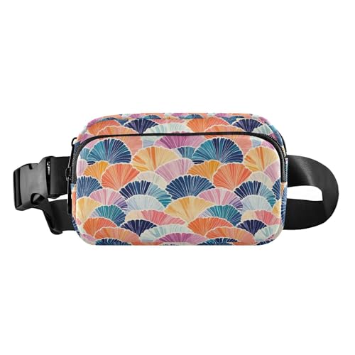 Modische Gürteltasche für Damen und Herren, für Reisen, Urlaub, Laufen, Rot, Handgezeichnete, niedliche japanische Fächer, 1 Size von FRODOTGV