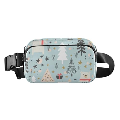 Modische Gürteltasche für den Winter, Weihnachten, Bär, Neugeborene, Damen, Herren, wasserabweisend, Laufgürteltasche mit verstellbarem Gurt für Reisen, Fitnessstudio, Arbeit, Winter-Weihnachtsbär für von FRODOTGV