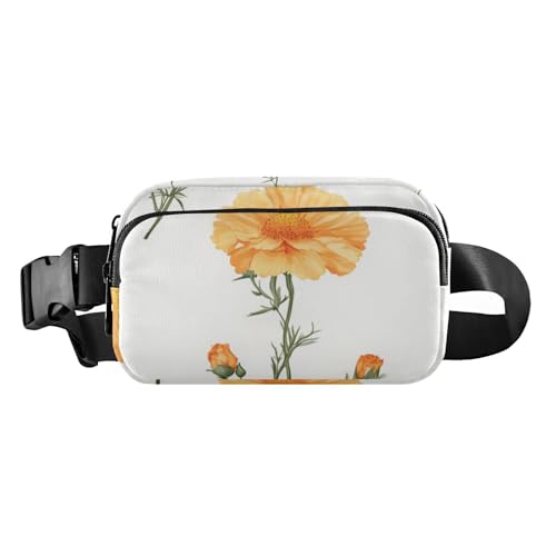 Modische Gürteltasche im Retro-Stil mit gelbem Blumenmuster, für Damen und Herren, Mehrzweck-Umhängetasche, Reisepass-Tasche mit verstellbarem Gurt, für Reisen, Laufen, Wandern, Retro-gelbe Blumen, 1 von FRODOTGV