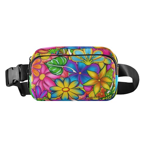 Modische Gürteltasche mit Blumenmuster, Textil-Design, für Herren und Damen, Mehrzweck-Brusttasche, Gürteltasche mit verstellbarem Riemen für Reisen, Laufen, Wandern, Textildesign mit Blumenmuster, 1 von FRODOTGV