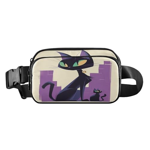 Modische Gürteltasche mit Katzenmotiv, für Damen und Herren, wasserdicht, mit verstellbarem Gurt, für Reisen, Fitnessstudio, Arbeit, Violett, Ästhetischer Kampffisch, 1 size von FRODOTGV