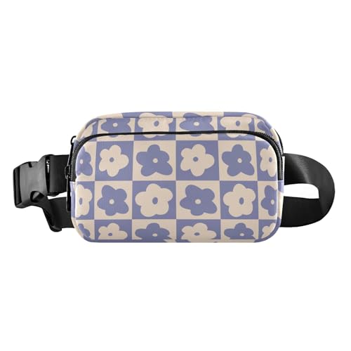 Modische Gürteltasche mit blauem Blumenmuster, kariert, für Herren und Damen, große Kapazität, Crossbody-Gürteltasche mit verstellbarem Gurt, für Radfahren, Wandern, Fitnessstudio, Blaues Blumenmuster Modische Gürteltasche mit blauem Blumenmuster, kariert, für Herren und Damen, große Kapazität, Crossbody-Gürteltasche mit verstellbarem Gurt, für Radfahren, Wandern, Fitnessstudio, Blaues Blumenmuster von FRODOTGV