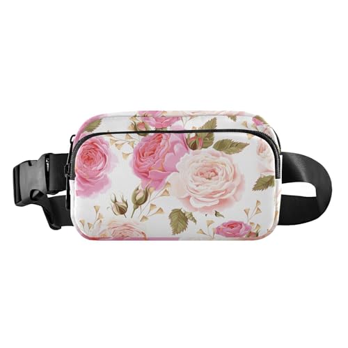 Modische Hüfttasche, Bauchtasche, Rosenblüte, Pfirsichfarben, für Damen, Herren, Teenager, große Kapazität, Crossbody-Tasche, Diebstahlschutz, Hüfttasche mit verstellbarem Gurt, für Radfahren, Modische Hüfttasche, Bauchtasche, Rosenblüte, Pfirsichfarben, für Damen, Herren, Teenager, große Kapazität, Crossbody-Tasche, Diebstahlschutz, Hüfttasche mit verstellbarem Gurt, für Radfahren, von FRODOTGV