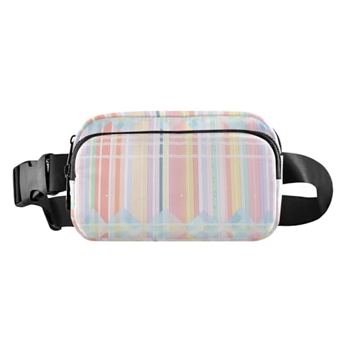 Modische Hüfttasche, Bauchtasche, kariert, pfirsichfarben, weiß, blau, grün, lila, für Damen, Herren, Teenager, wasserdicht, für Reisen, unverzichtbar mit verstellbarem Gurt, für Einkaufen, Sport, von FRODOTGV