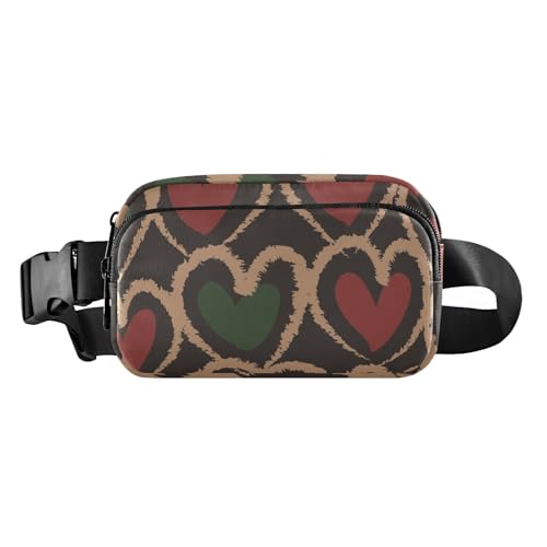 Modische Umhängetasche, Hüfttasche, Weihnachten, herzförmiger Pinselstrich, für Damen, Herren, Teenager, wasserdichte Gürteltasche mit verstellbarem Riemen für Reisen, Fitnessstudio, Arbeit, von FRODOTGV