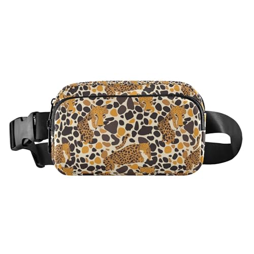 Modische Umhängetasche für Herren und Damen, mit Glitzerstruktur, für Reisen, Urlaub, Laufen, Rosa, Abstrakte Leoparden-Geparden-Hautformen, 1 Size von FRODOTGV