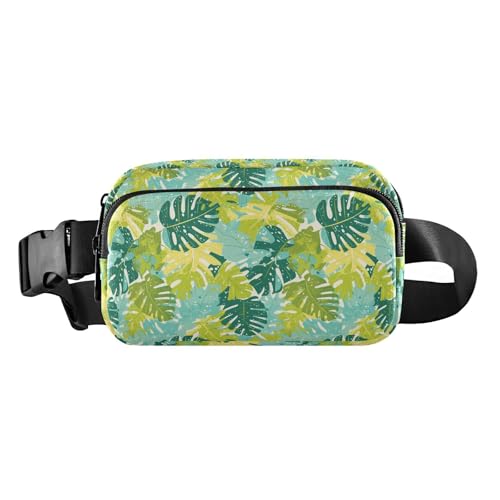 Modische Umhängetasche für Herren und Damen, mit Glitzerstruktur, für Reisen, Urlaub, Laufen, Rosa, Leaves Monstera Blots, 1 Size von FRODOTGV