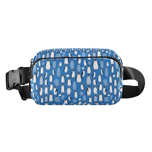 Modische Umhängetasche mit Fußball-Muster, für Damen, Herren, Teenager, für Reisen, Laufen, Wandern, Nahtloses Muster Pinguine Kobalt, 1 Size von FRODOTGV