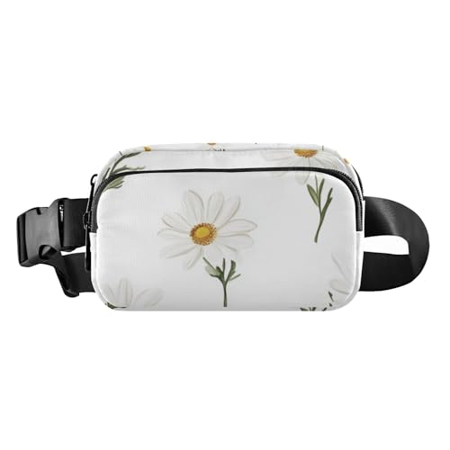 Modische Umhängetasche mit Gänseblümchen, für Damen, Herren, Teenager, Mini-Gürteltasche, Reisebrieftasche mit verstellbarem Riemen für Reisen, Einkaufen, Laufen, Weiß, Weiße Gänseblümchen, 1 size Modische Umhängetasche mit Gänseblümchen, für Damen, Herren, Teenager, Mini-Gürteltasche, Reisebrieftasche mit verstellbarem Riemen für Reisen, Einkaufen, Laufen, Weiß, Weiße Gänseblümchen, 1 size von FRODOTGV