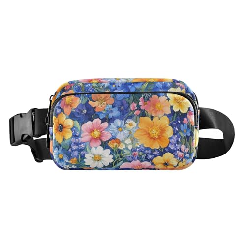 Modische Umhängetasche mit Herbstblumen, Sonnenblumen, Lilie, Rosmarin, Blaugrün, für Damen und Herren, wasserdichte Schultertasche, Brusttaschen mit verstellbarem Gurt, für Reisen, Urlaub, Laufen, von FRODOTGV