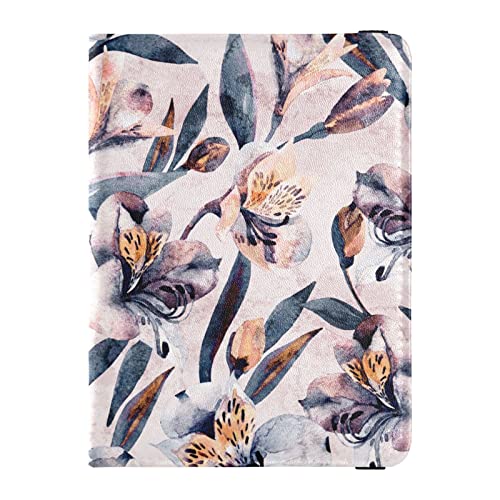 Moody Aquarell Alstroemeria Flower Reisepass und Impfkartenhalter Combo, Reisepasshülle, Leder Reisepasshülle Combo mit Impfkartenschlitz für Damen und Herren, Moody Watercolor Alstroemeria Flower, von FRODOTGV