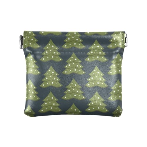 Münzgeldbörse mit Weihnachtsbäumen-Muster, grün, Leder, ausgefallener Schmuck für Damen, Weihnachtsbäume Muster grün, 1 Size, Reisezubehör von FRODOTGV