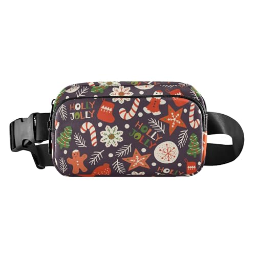 Niedliche Bauchtasche für Damen und Herren, mit Reißverschluss, mit verstellbarem Riemen, für Reisen, Urlaub, Laufen, Winterurlaub, Weihnachten, Kekse, Einheitsgröße, Weihnachtsplätzchen für den von FRODOTGV