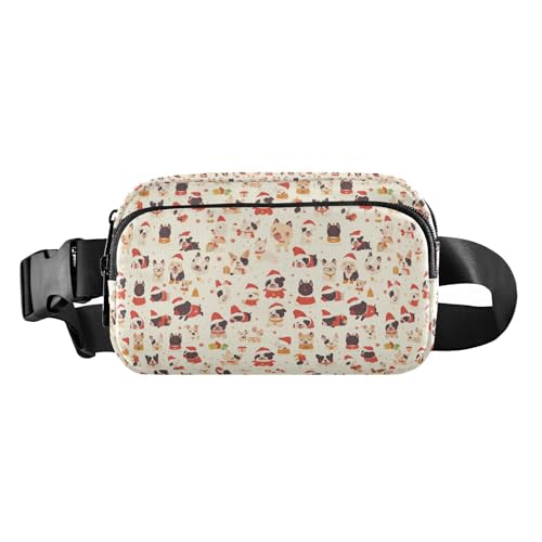 Niedliche Cartoon-Krokodil-Alligator-Gürteltasche für Damen, Herren, Teenager, modische Bauchtasche, Hüfttasche für Reisen, Laufen, Wandern, Französische Bulldogge für Weihnachten, 1 Size von FRODOTGV