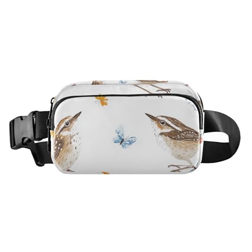 Niedliche Gürteltasche mit Vögeln und Schmetterlingen, modische Gürteltasche für Männer und Frauen, Mini-Schlinge, Brusttasche mit verstellbarem Riemen für Einkaufen, Sport, Arbeit, Niedliche Vögel von FRODOTGV