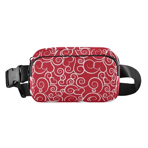 Niedliche Hüfttasche, Bauchtasche, nahtlos, Ornament, Herzen, Rot, für Damen, Herren, Teenager, wasserdicht, mit verstellbarem Gurt, für Reisen, Einkaufen, Laufen, Nahtlose Ornament-Herzen, Rot, 1 Niedliche Hüfttasche, Bauchtasche, nahtlos, Ornament, Herzen, Rot, für Damen, Herren, Teenager, wasserdicht, mit verstellbarem Gurt, für Reisen, Einkaufen, Laufen, Nahtlose Ornament-Herzen, Rot, 1 von FRODOTGV