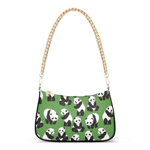 Niedliche Panda-Handtaschen, Handtaschen, Damen, Clutch, Geldbörse, Kette, Tasche für Damen, Niedlicher Panda, Grün, 1 size von FRODOTGV