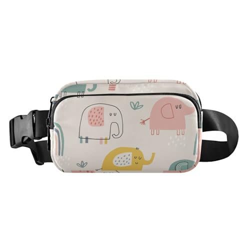 Niedliche Regenbogen- und Elefanten auf beigefarbenem Hintergrund, modische Bauchtasche, Hüfttasche für Männer und Frauen, kleine Schultertasche, Reisezubehör mit verstellbarem Gurt für Reisen, Niedliche Regenbogen- und Elefanten auf beigefarbenem Hintergrund, modische Bauchtasche, Hüfttasche für Männer und Frauen, kleine Schultertasche, Reisezubehör mit verstellbarem Gurt für Reisen, von FRODOTGV