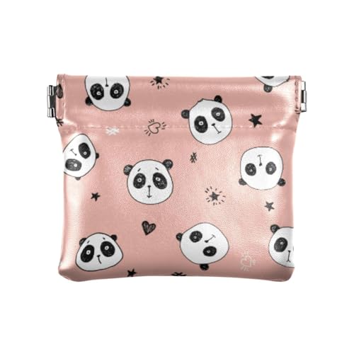 Niedlicher Panda-Pfirsich-PU-Leder, kleine Münze, wasserdicht, Make-up-Tasche für Damen und Mädchen, Niedlicher Panda-Pfirsich, 4.33"(L) x 3.74"(W) x 0.39"(H), Classic von FRODOTGV
