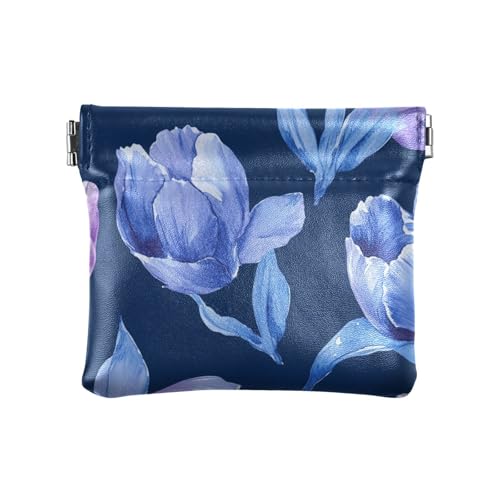 Pfirsichblaue Tulpen Damen Herren Leder Münzgeldbörsen Wasserdicht Mini Kleingeld Geldbörse Münzfach für Damen, Pfirsichblaue Tulpen, 4.33"(L) x 3.74"(W) x 0.39"(H), Classic von FRODOTGV