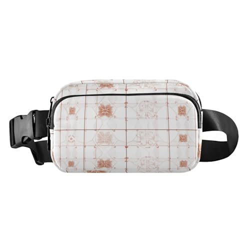 Quadratische Brusttasche, Schultertasche, Schultertasche, Reisepasstasche, Damen, Brusttasche, Bauchtasche für Workout, Weiß / Rotgold, Farbe: 18, 1 Size von FRODOTGV