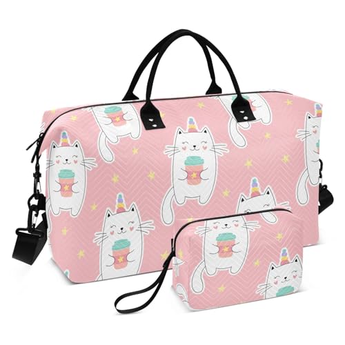 Reise-Handtasche, süße rosa Schultertasche, Wochenendtasche, Übernachtungstasche, mit verstellbarem Riemen, Sporttasche für Trekking, Yoga, multifunktional, Sweet Pink, 1 Size von FRODOTGV