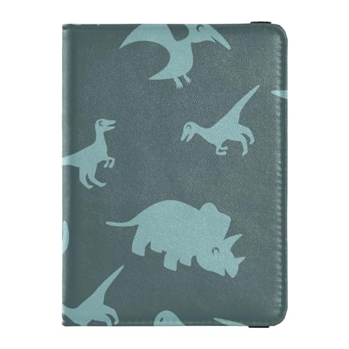 Reisepass- und Impfkartenhalter mit Dino-Muster, Kombination aus Leder, Reisepasshülle Combo mit Impfausweisschlitz, Impfausweis-Brieftasche, Reiseutensilien für Männer und Frauen, Dino-Muster, von FRODOTGV