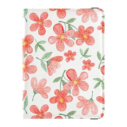Reisepasshülle mit rosa Kamelienblumen, Kombination aus Reisepass- und Impfkarten-Etui, Reisepasshülle aus Leder, mit Impfkartenfach für Damen und Herren, Rosa Kamelienblüten, Einheitsgröße von FRODOTGV