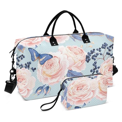 Reisetasche Groß Turnbeutel Multifunktionale Weekender Tasche mit Kulturbeutel für Trekking Reisen Vintage Blumen, Vintage Blumen, 1 Size von FRODOTGV