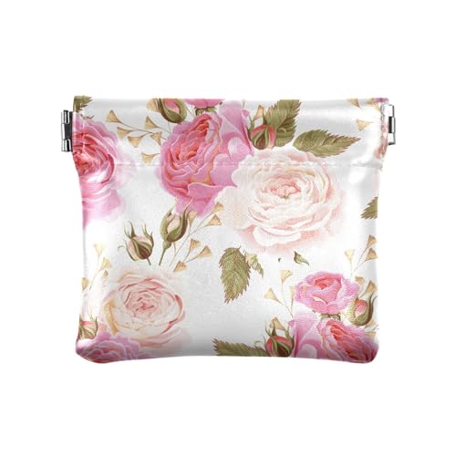 Rose Flower Pink Damen Herren Leder Münzgeldbörsen Niedlich Mini Münzbörse Beutel für Frauen, Rose Flower Pink, 1 Size, Reisezubehör Rose Flower Pink Damen Herren Leder Münzgeldbörsen Niedlich Mini Münzbörse Beutel für Frauen, Rose Flower Pink, 1 Size, Reisezubehör von FRODOTGV