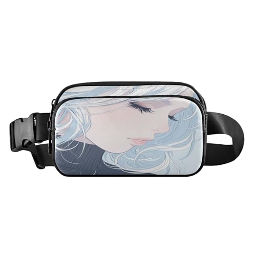 Ruhige modische Gürteltasche für Damen und Herren, große Kapazität, Croose-Körper-Geldbörse mit verstellbarem Riemen, für Einkaufen, Sport, Arbeit, Hellblau, Ästhetischer Kampffisch, 1 size von FRODOTGV