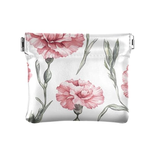 Rustikale Geldbörse für Damen und Herren, Leder, Pfirsich-Nelken, ausgefallene Mini-Geldbörse für Kleingeld, Münzfach für Damen, Rustikale Pfirsich-Nelken, 4.33"(L) x 3.74"(W) x 0.39"(H), Classic von FRODOTGV