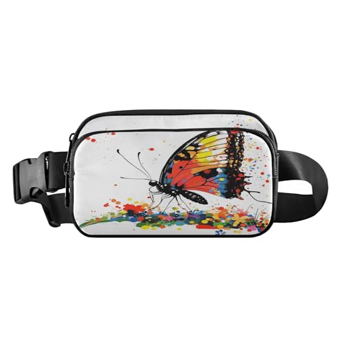 Schicke bunte Gürteltasche mit Schmetterlingen, für Damen und Herren, Mini-Gürteltasche, Reisebrieftasche mit verstellbarem Riemen für Reisen, Urlaub, Laufen, Schicker, bunter Schmetterling, 1 size von FRODOTGV