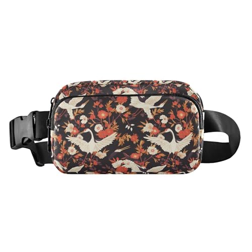 Schöne Axolotl-Muster für Damen und Herren, stilvolle Umhängetasche, Hüfttasche für Radfahren, Wandern, Fitnessstudio, Blumenmotive und Kraniche, 1 Size von FRODOTGV