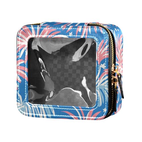 Schwarze und weiße Make-up-Tasche mit bösen Blicken, Leder, Reise-Kulturbeutel, Kosmetikbehälter für Damen, 4. Juli Amerikanischer Unabhängigkeitstag, Einheitsgröße von FRODOTGV