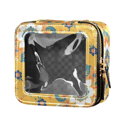 Schwarze und weiße Make-up-Tasche mit bösen Blicken, Leder, Reise-Kulturbeutel, Kosmetikbehälter für Damen, Vintage-Mandala, Einheitsgröße von FRODOTGV