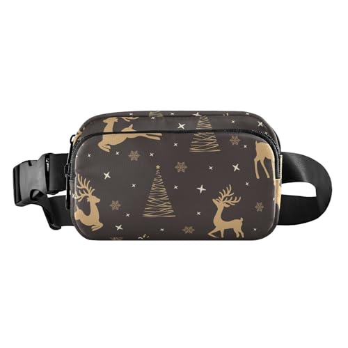Sling Bag für Damen, Herren, Teenager, Reisezubehör, niedlich, wasserabweisend, Bauchtasche mit verstellbarem Riemen für Reisen, Laufen, Wandern, Weihnachtsmuster Rentier, Weihnachtsmuster Rentier, 1 von FRODOTGV