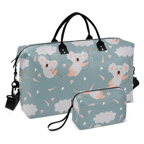 Sporttasche, große Kapazität, Schultertasche, Wochenend-Tragetasche, mit verstellbarem Riemen, für Trekking, Workout, niedlich, schlafend, Koalas, Rosa, Niedliche schlafende Koalas, rosa, 1 Size von FRODOTGV