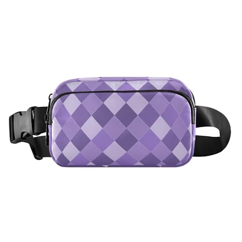 Sporttasche für Damen, Herren, Teenager, trendig, wasserabweisend, Bauchtasche mit verstellbarem Riemen für Shopping, Sport, Arbeit, kariert, Violett, Dunkelviolett, Hellviolett, Plaid Purple Deep von FRODOTGV